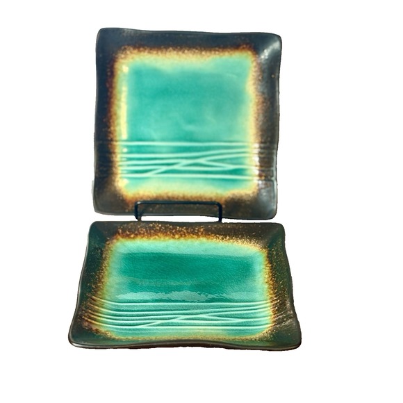 Baum Bros Other - Set of 2 Baum Galaxy Jade 6" Inch Square Dessert / Appetizer Plates Dishes